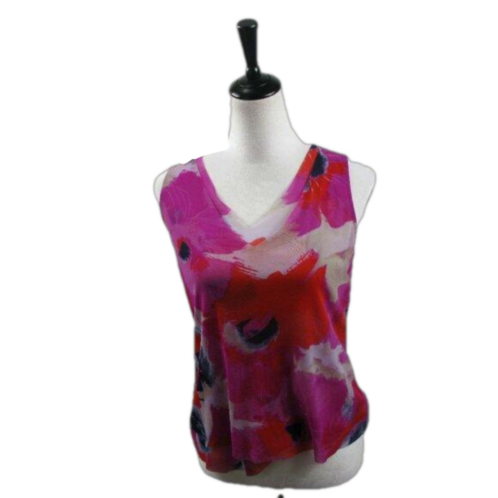 INC Magenta/Red Floral Lightweight Sleeveless Blouse Size Medium
